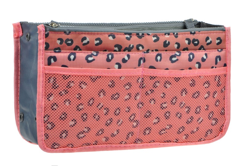 Vercord Purse Organizer Insert for Handbags Bag Organizers Inside Tote Pocketbook Women Nurse Nylon 13 Pockets Pink Leopard Small - Image 2